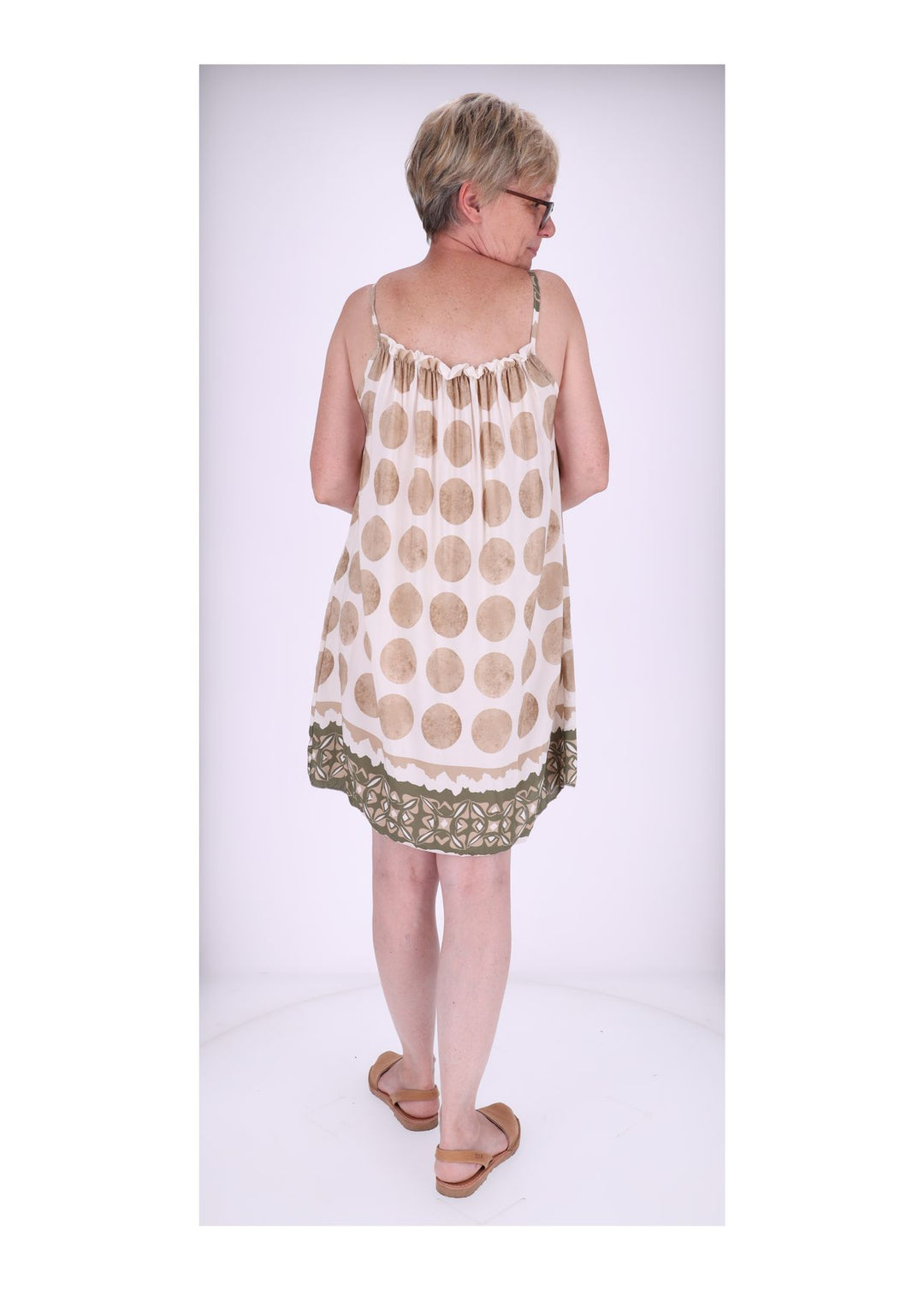 Kleid schmale Träger AOP Kreise