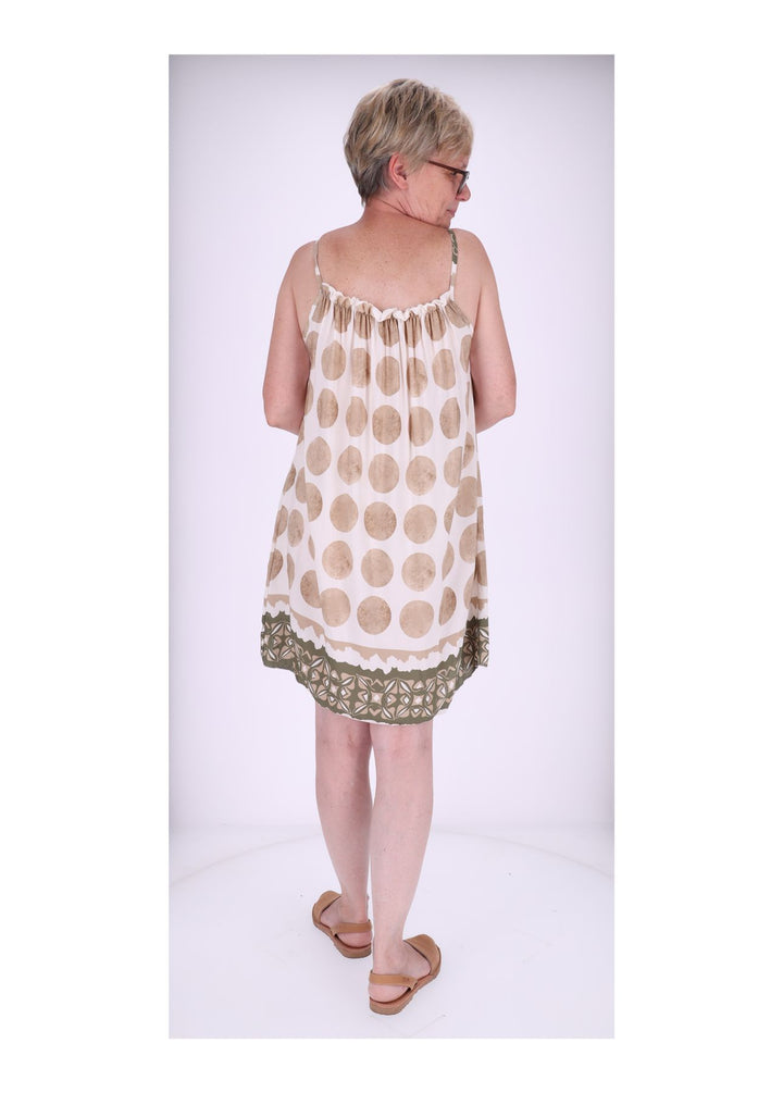 Kleid schmale Träger AOP Kreise