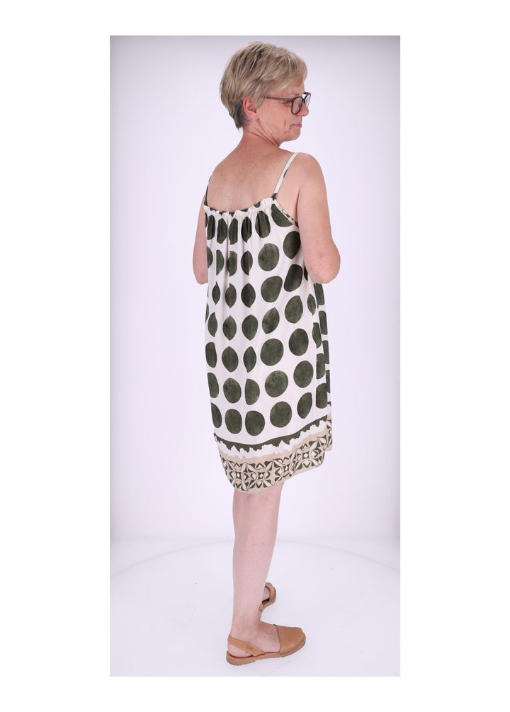 Kleid schmale Träger AOP Kreise