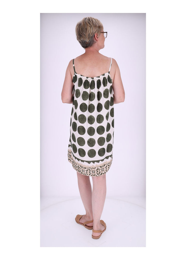 Kleid schmale Träger AOP Kreise