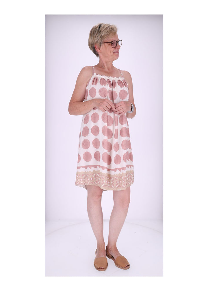 Kleid schmale Träger AOP Kreise