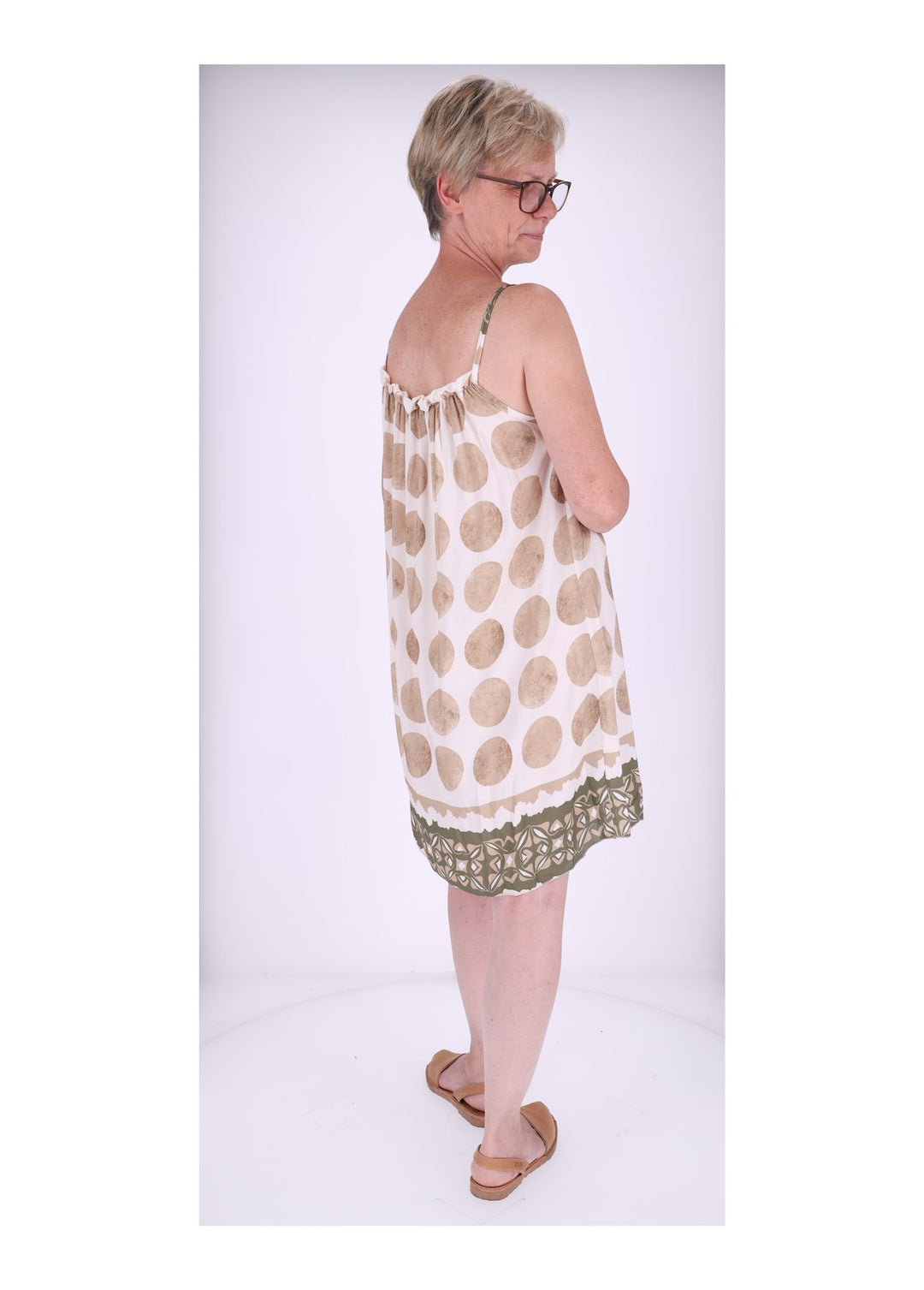 Kleid schmale Träger AOP Kreise
