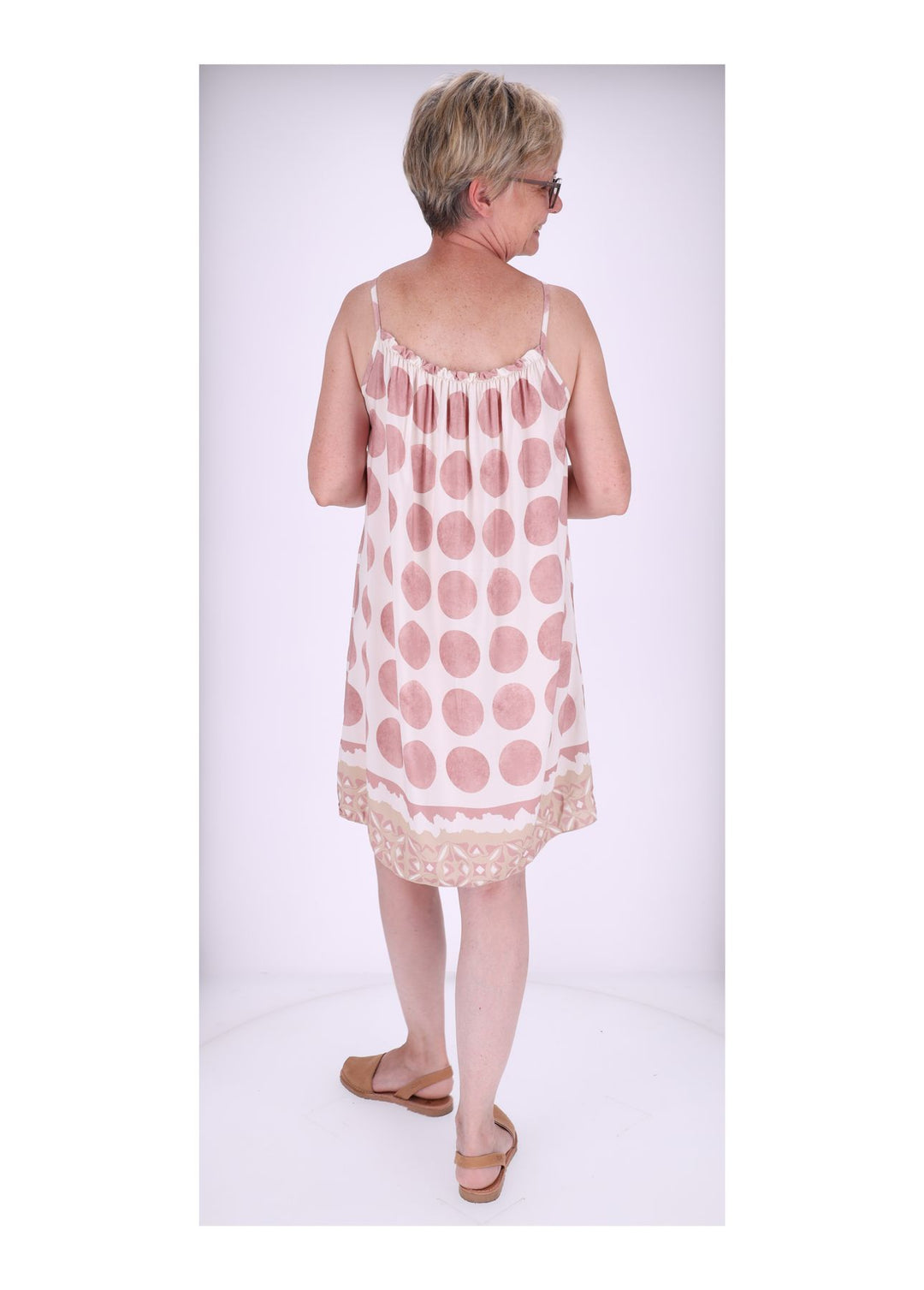 Kleid schmale Träger AOP Kreise