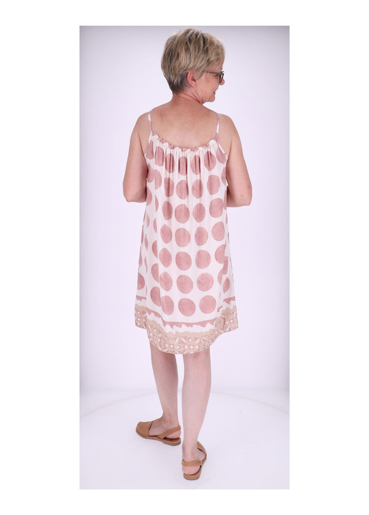 Kleid schmale Träger AOP Kreise