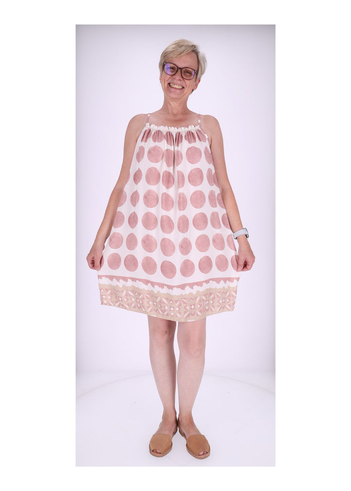 Kleid schmale Träger AOP Kreise