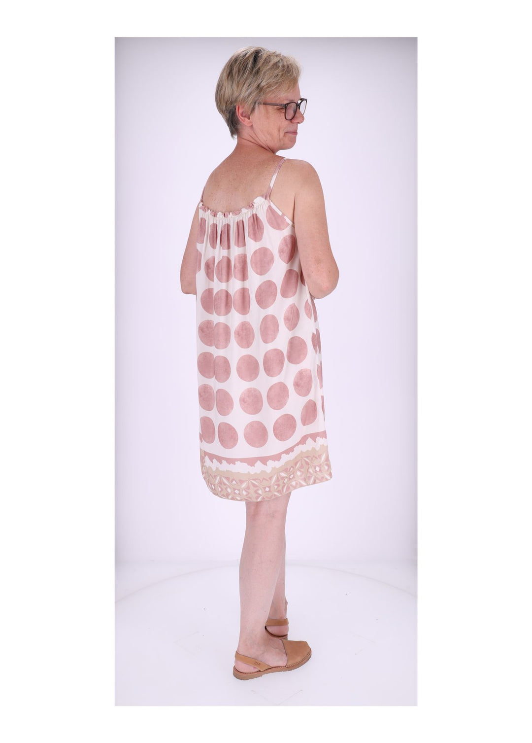 Kleid schmale Träger AOP Kreise