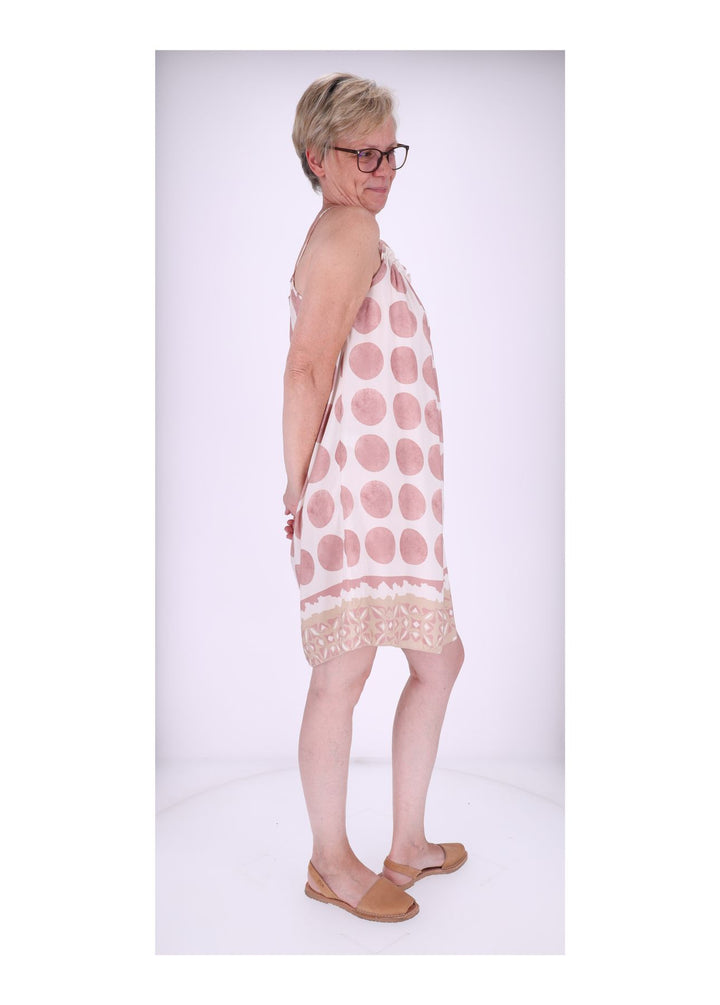 Kleid schmale Träger AOP Kreise