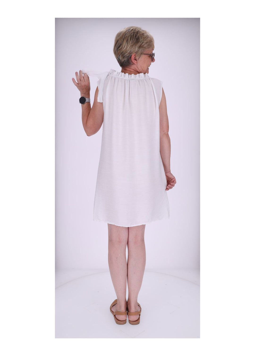 Trägerkleid Raffung am Kragen