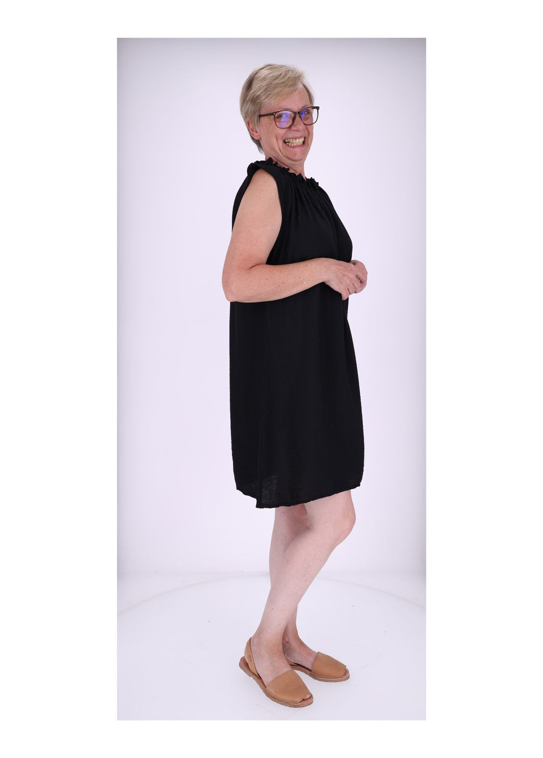 Trägerkleid Raffung am Kragen