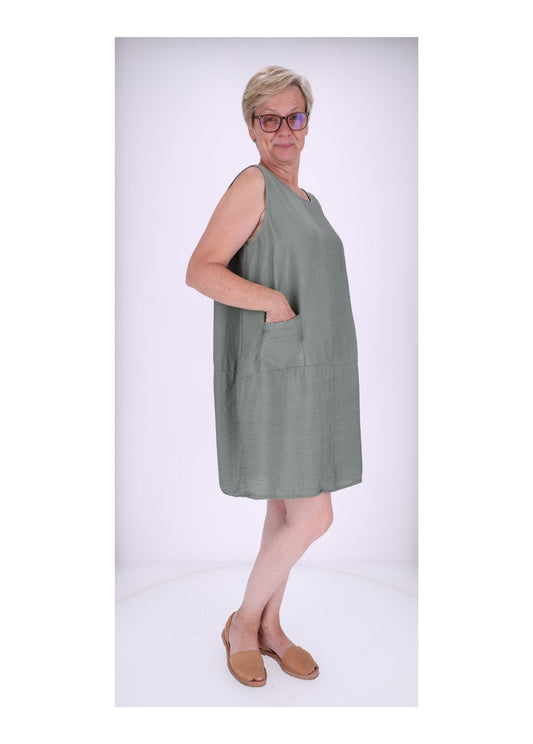Kleid breite Träger Taschen