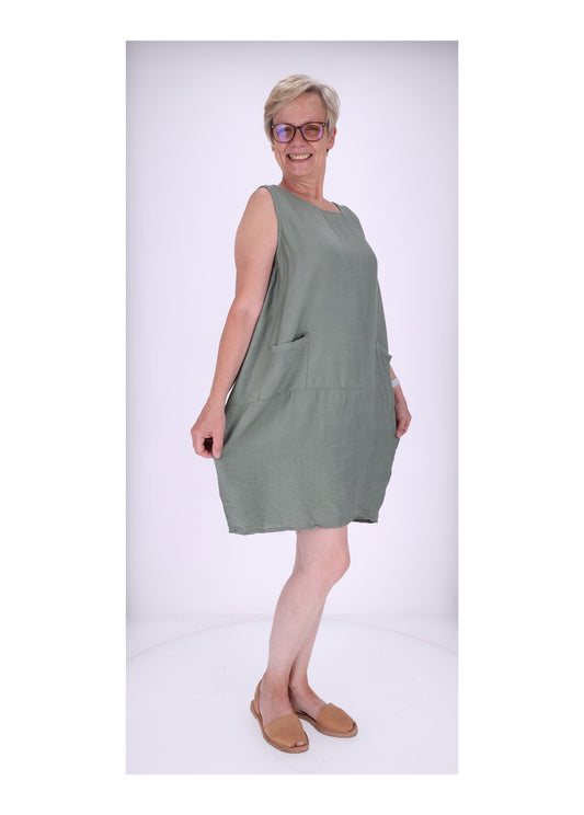 Trägerkleid Raffung am Kragen