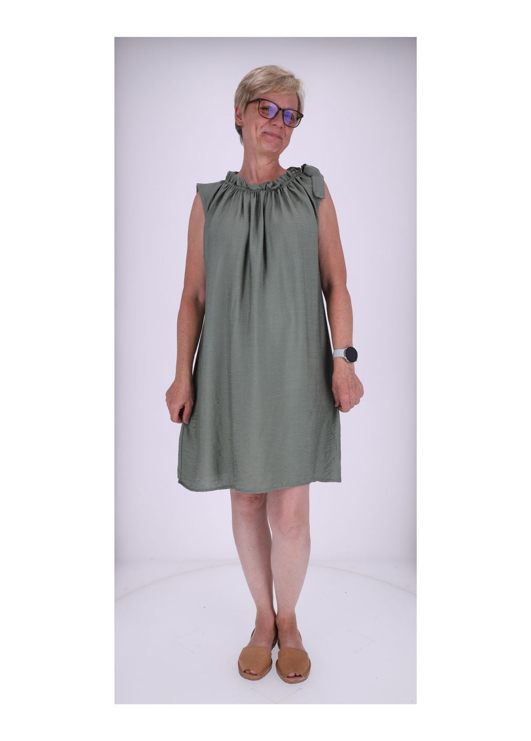 Trägerkleid Raffung am Kragen