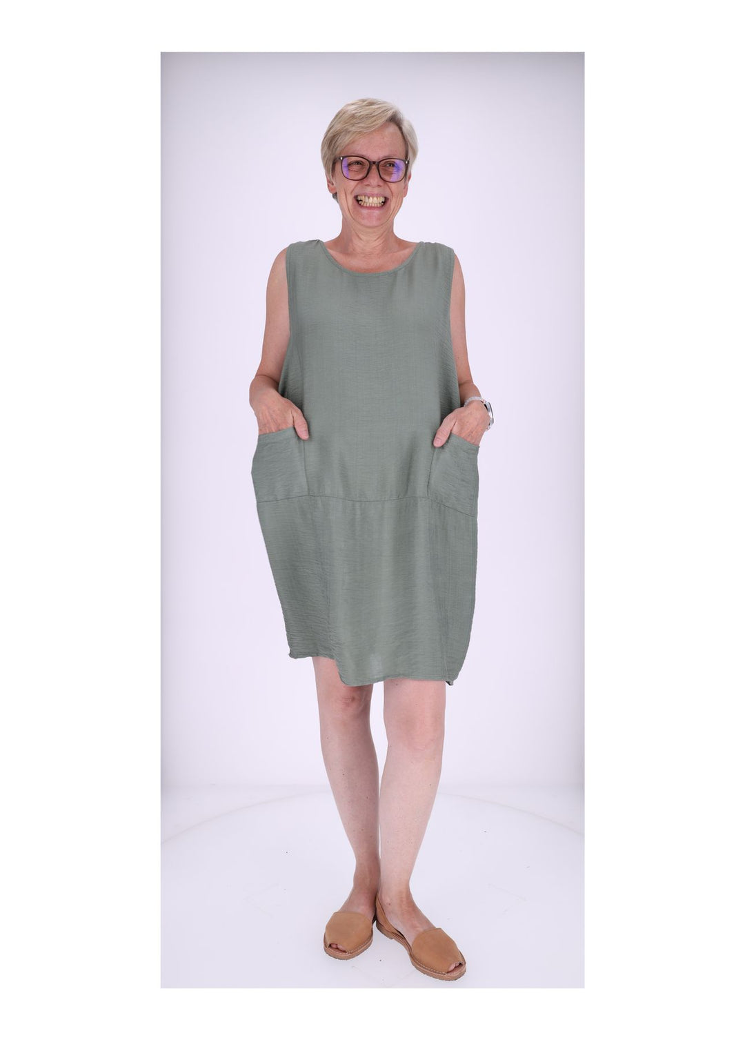 Kleid breite Träger Taschen