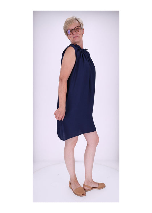 Trägerkleid Raffung am Kragen