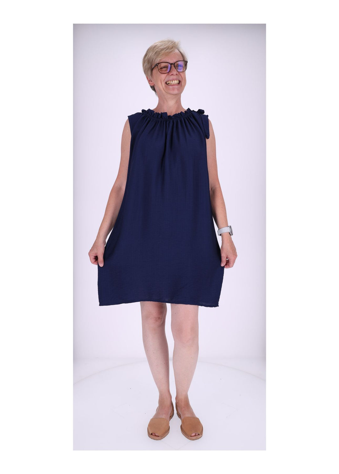 Trägerkleid Raffung am Kragen