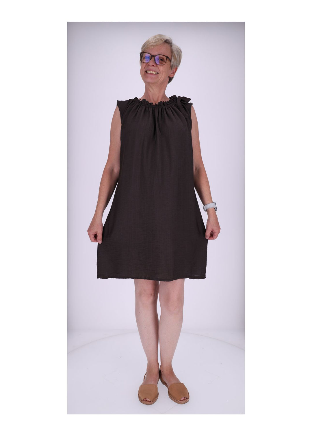 Trägerkleid Raffung am Kragen