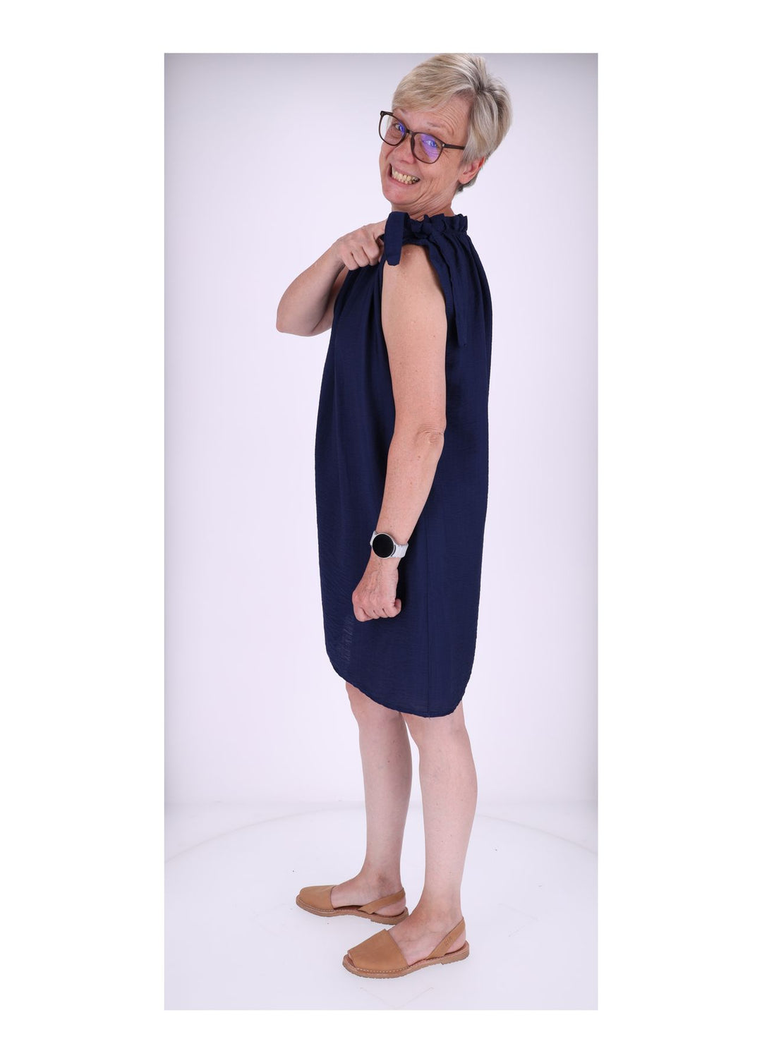 Trägerkleid Raffung am Kragen