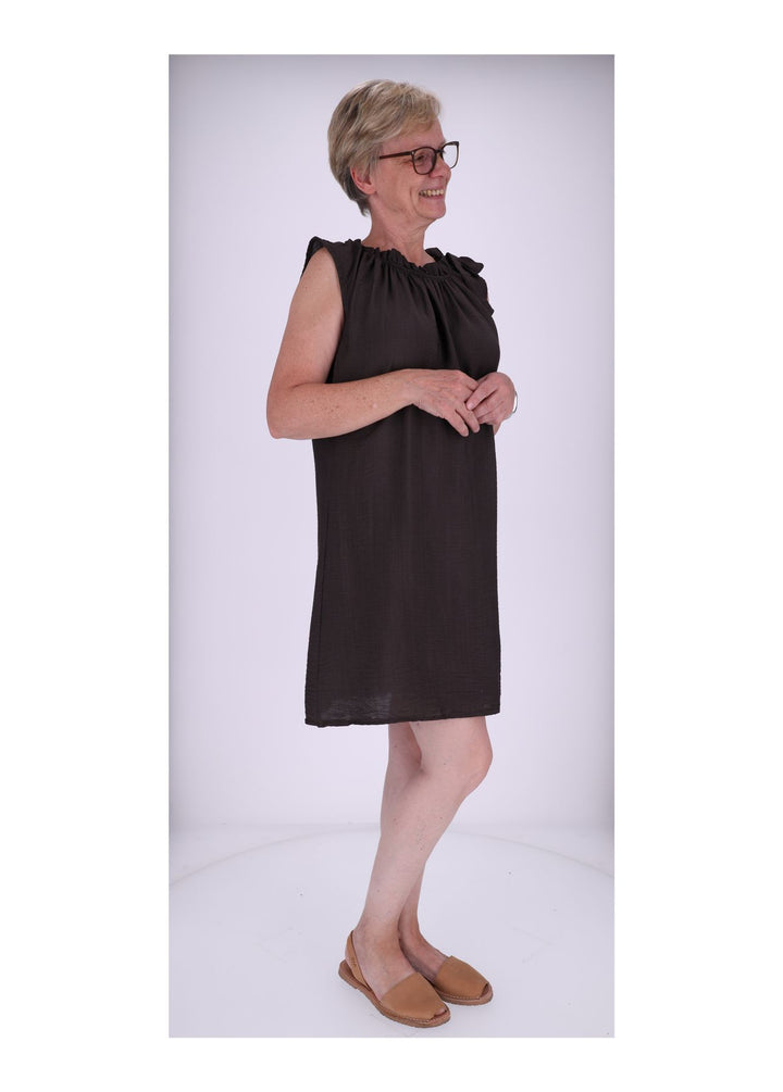 Trägerkleid Raffung am Kragen