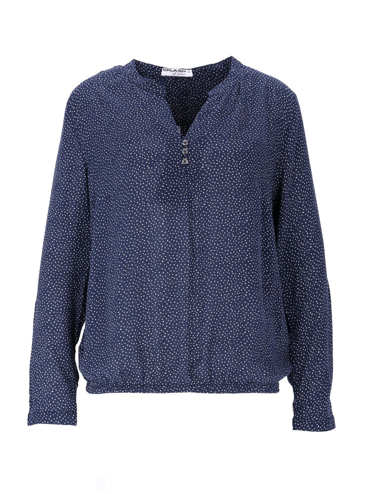 Bluse Damen Gummizug AOP Punkte