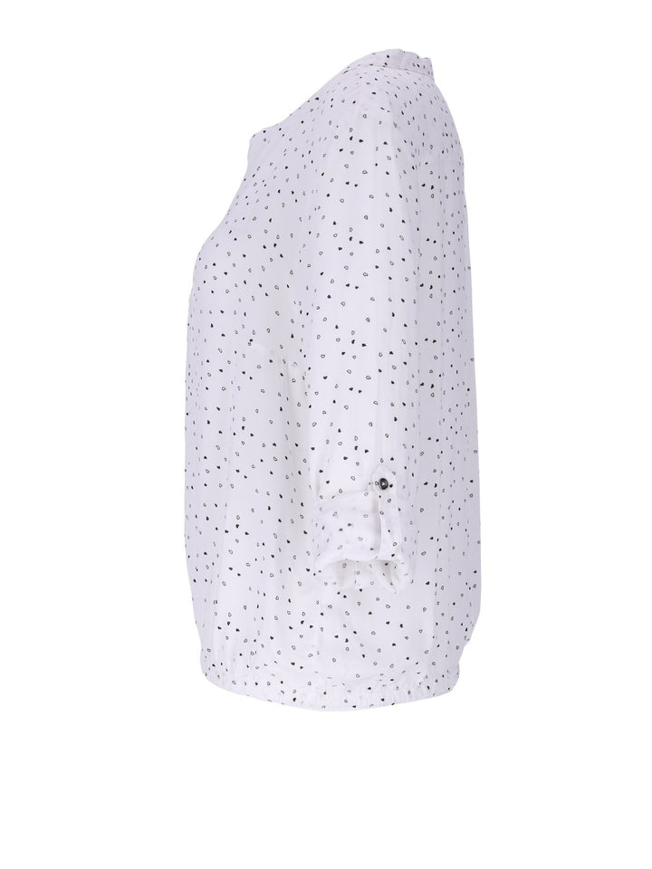 Bluse Damen Gummizug AOP Herzen