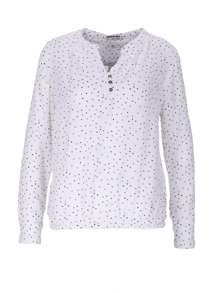 Bluse Damen Gummizug AOP Herzen