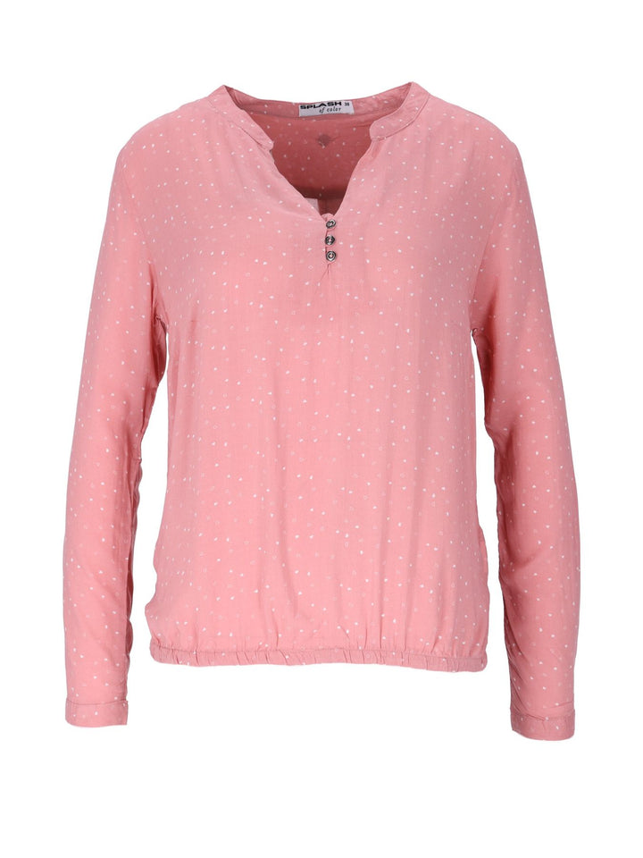 Bluse Damen Gummizug AOP Herzen