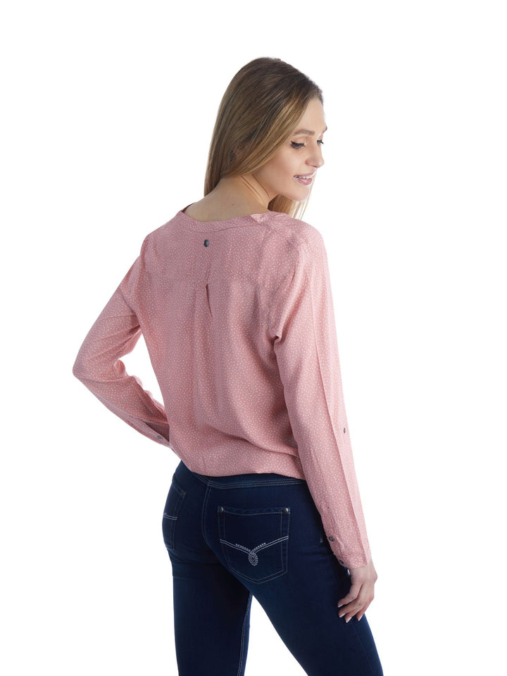 Bluse Damen Gummizug AOP Punkte