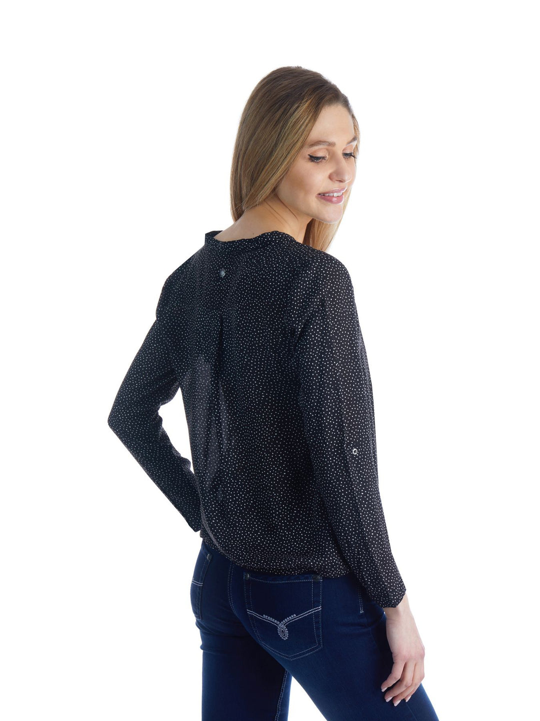 Bluse Damen Gummizug AOP Punkte