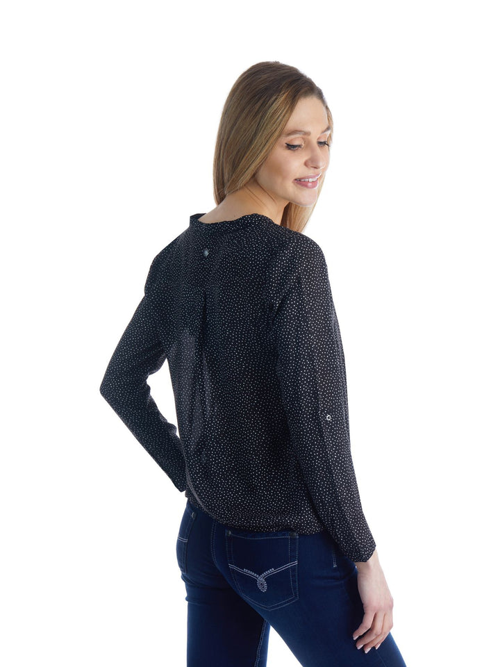 Bluse Damen Gummizug AOP Punkte