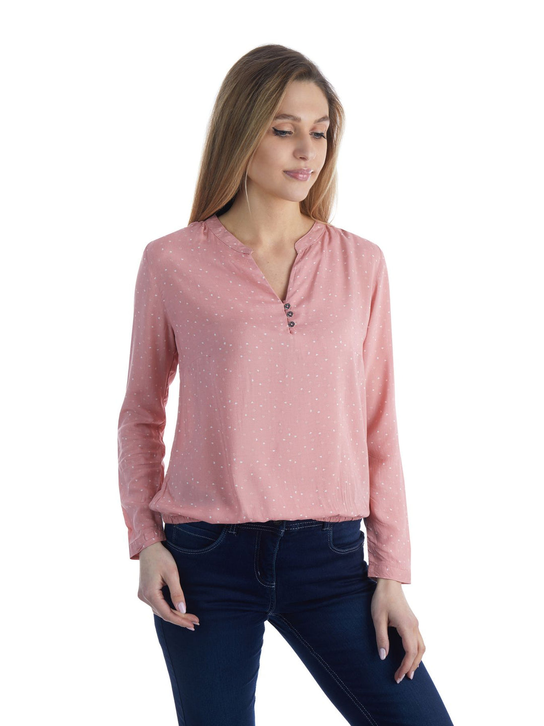 Bluse Damen Gummizug AOP Herzen