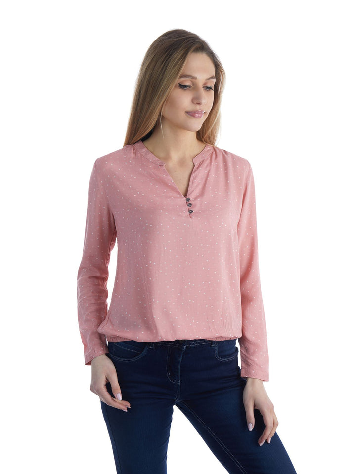 Bluse Damen Gummizug AOP Herzen