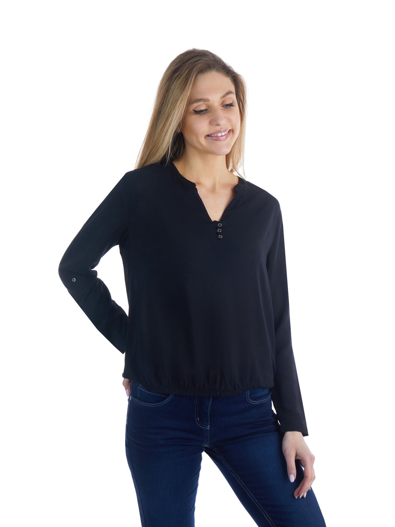 Bluse Damen Gummizug AOP Punkte