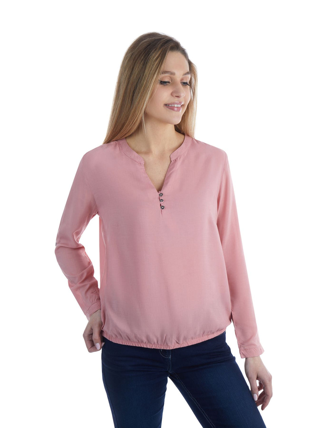 Bluse Damen Gummizug Uni