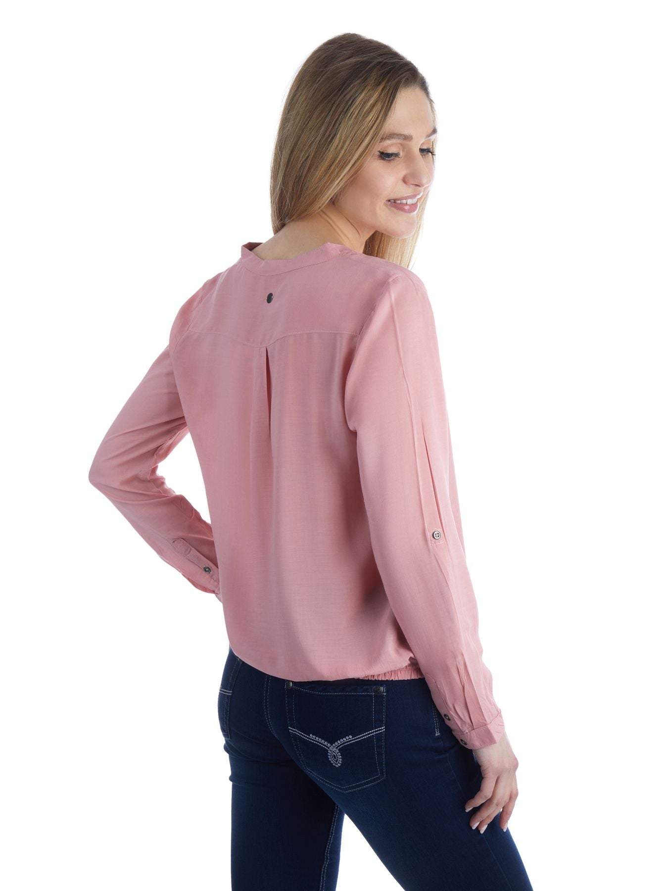 Bluse Damen Gummizug Uni