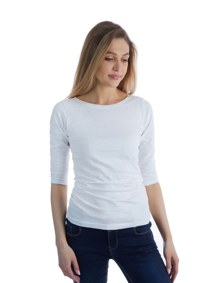 Shirt 3/4 Arm Baumwolle Weiß