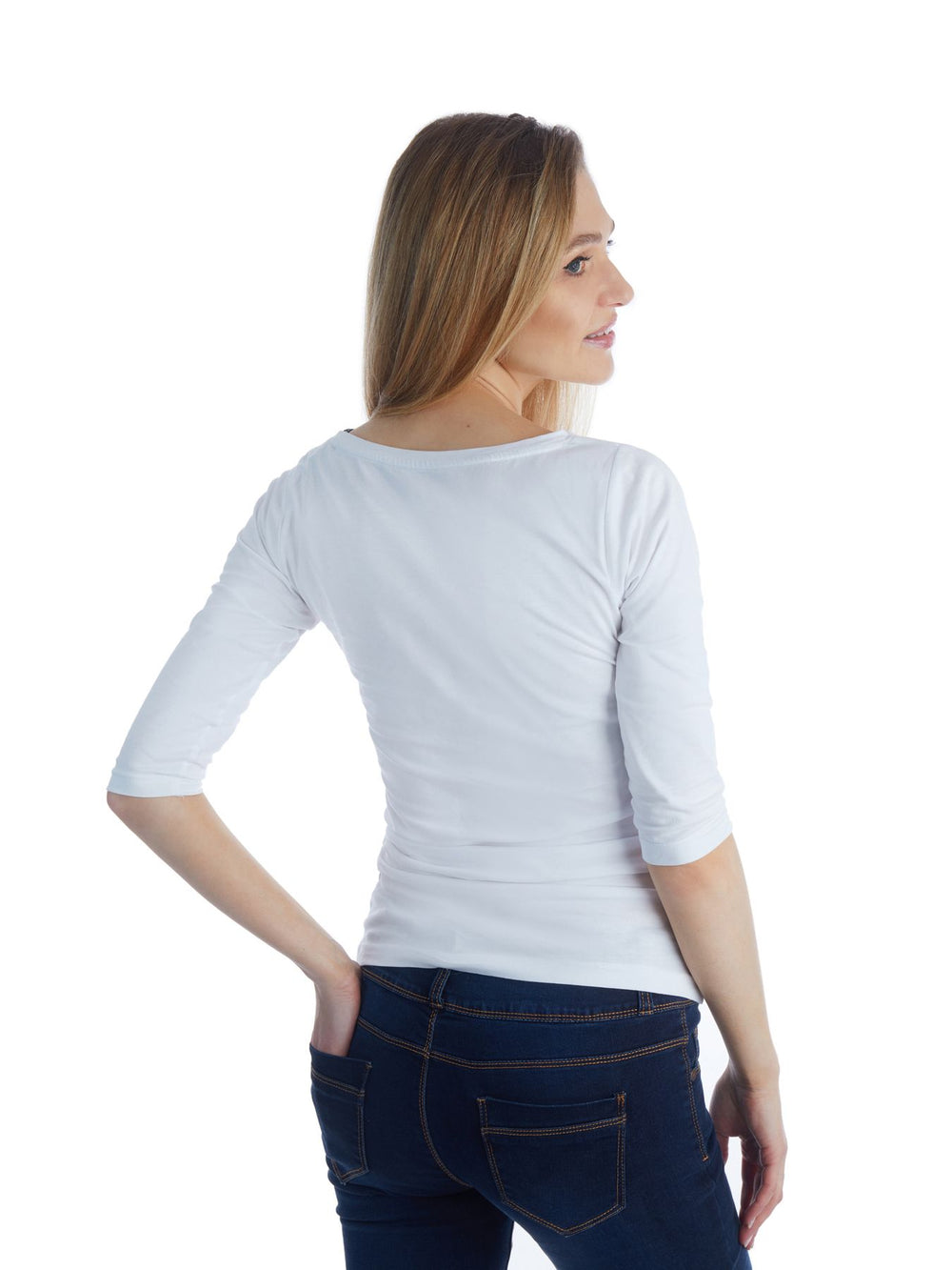 Shirt 3/4 Arm Baumwolle Weiß