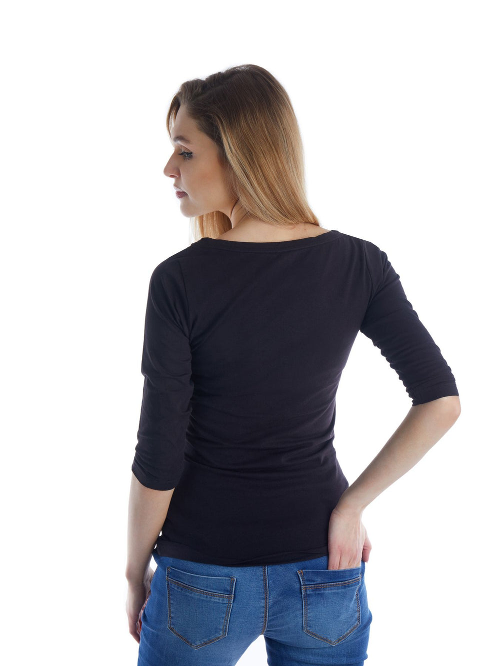 Shirt 3/4 Arm Baumwolle Schwarz