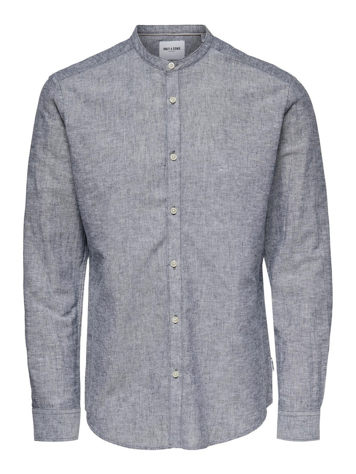 Herren Slim Fit Hemd mit Mandarin-Kragen