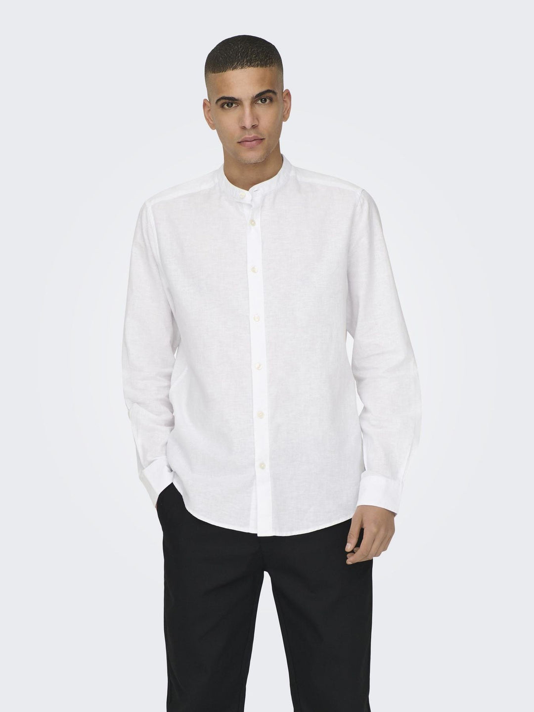 Weißes Herren Slim Fit Hemd mit Mandarin-Kragen