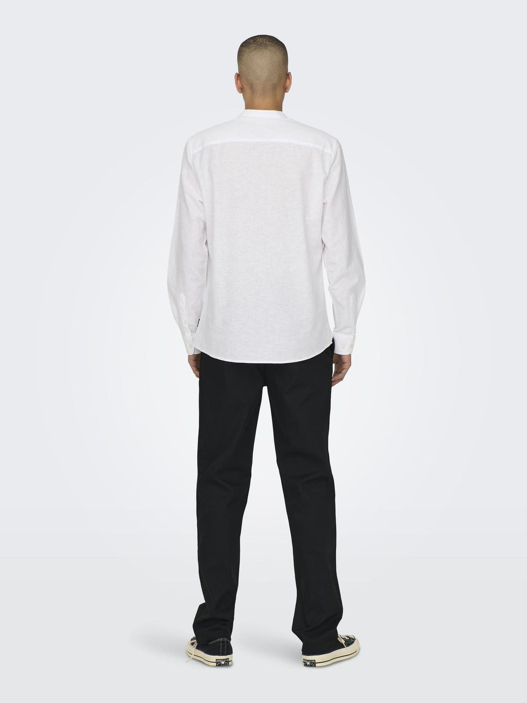 Weißes Herren Slim Fit Hemd mit Mandarin-Kragen