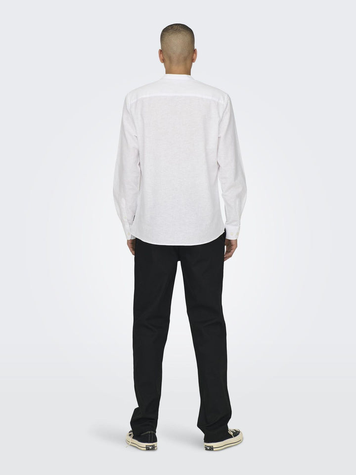 Weißes Herren Slim Fit Hemd mit Mandarin-Kragen
