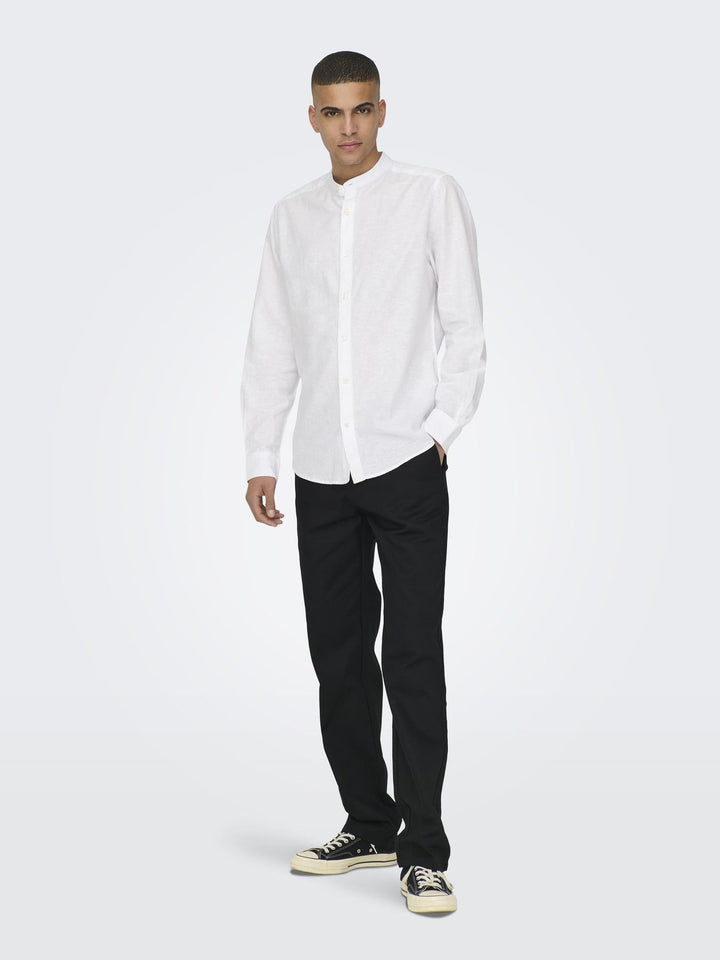 Weißes Herren Slim Fit Hemd mit Mandarin-Kragen