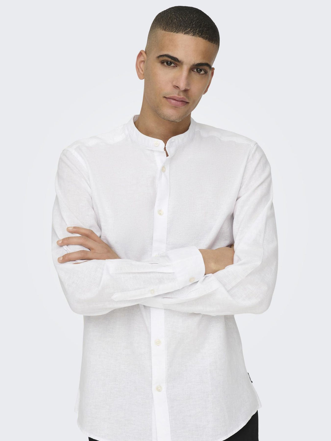Weißes Herren Slim Fit Hemd mit Mandarin-Kragen