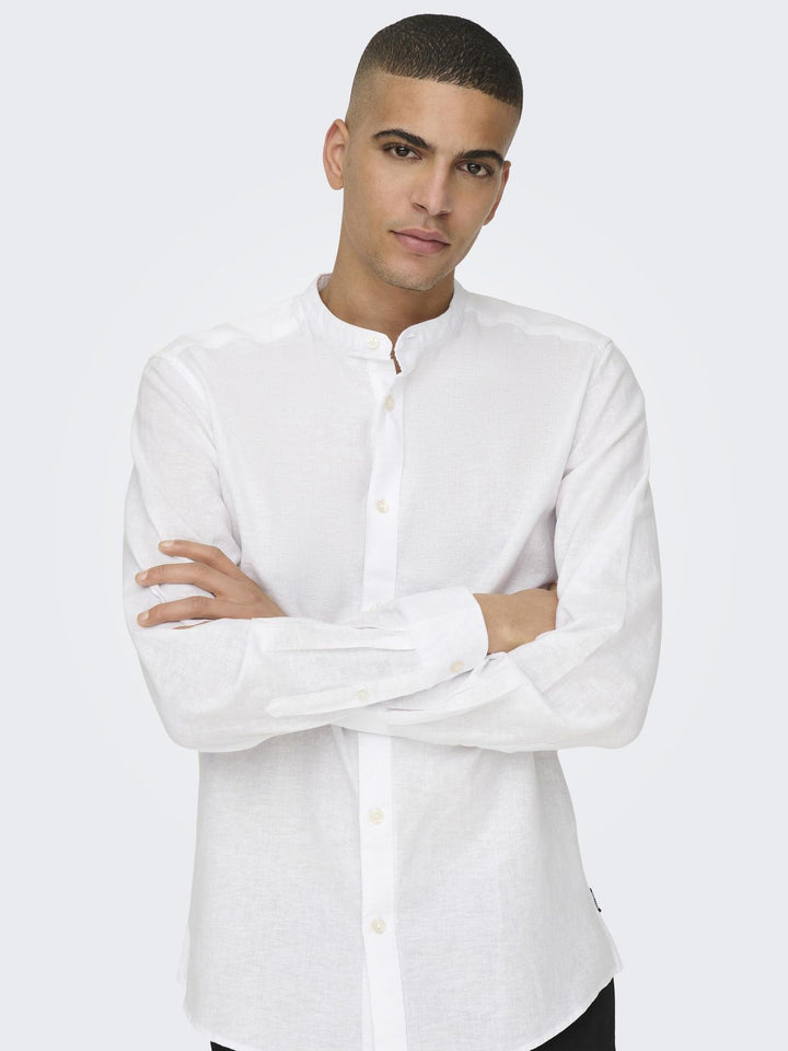Weißes Herren Slim Fit Hemd mit Mandarin-Kragen