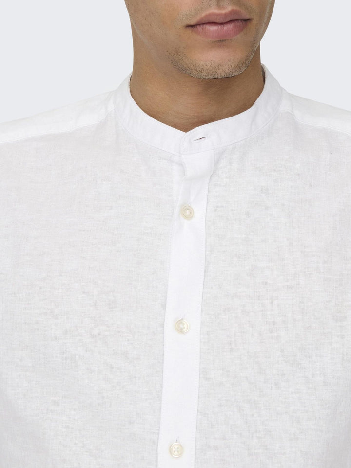 Weißes Herren Slim Fit Hemd mit Mandarin-Kragen
