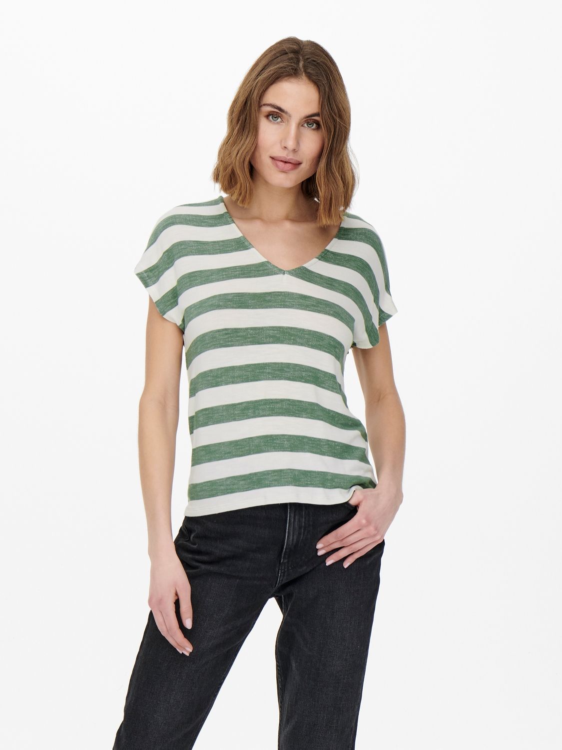 Damen ONLLIRA LIFE S/S V-NECK TOP NOOS