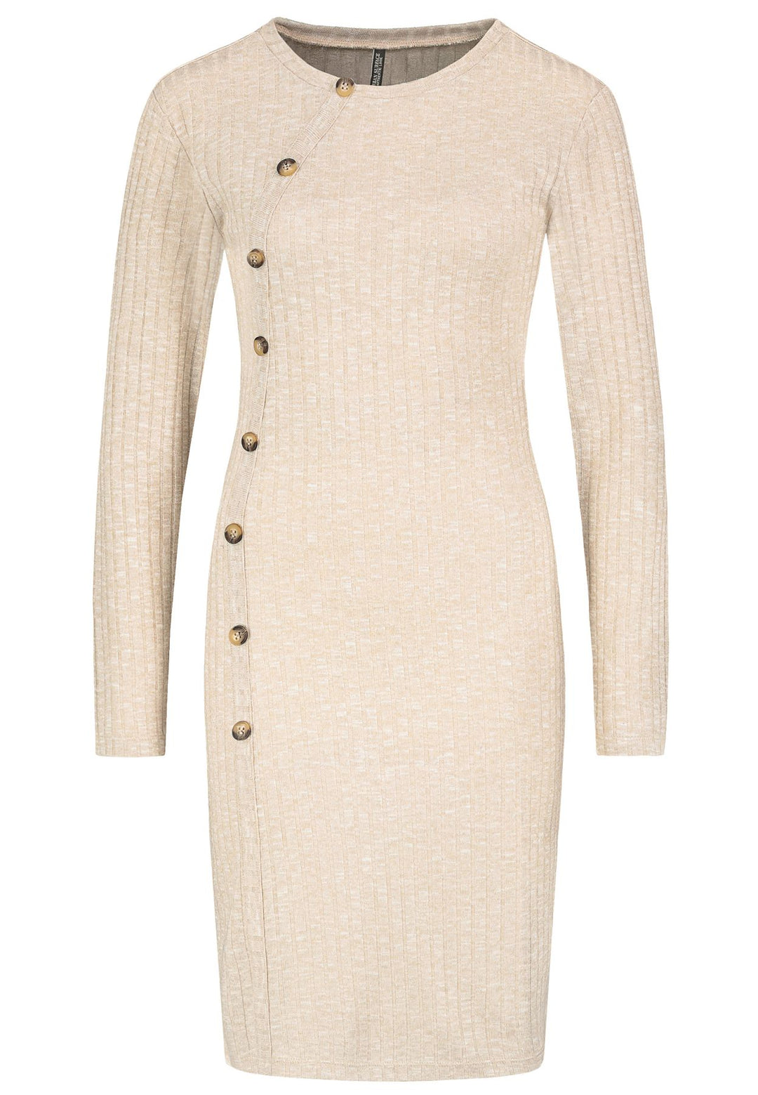 Damen Rippenkleid mit seitlicher Knopfleiste