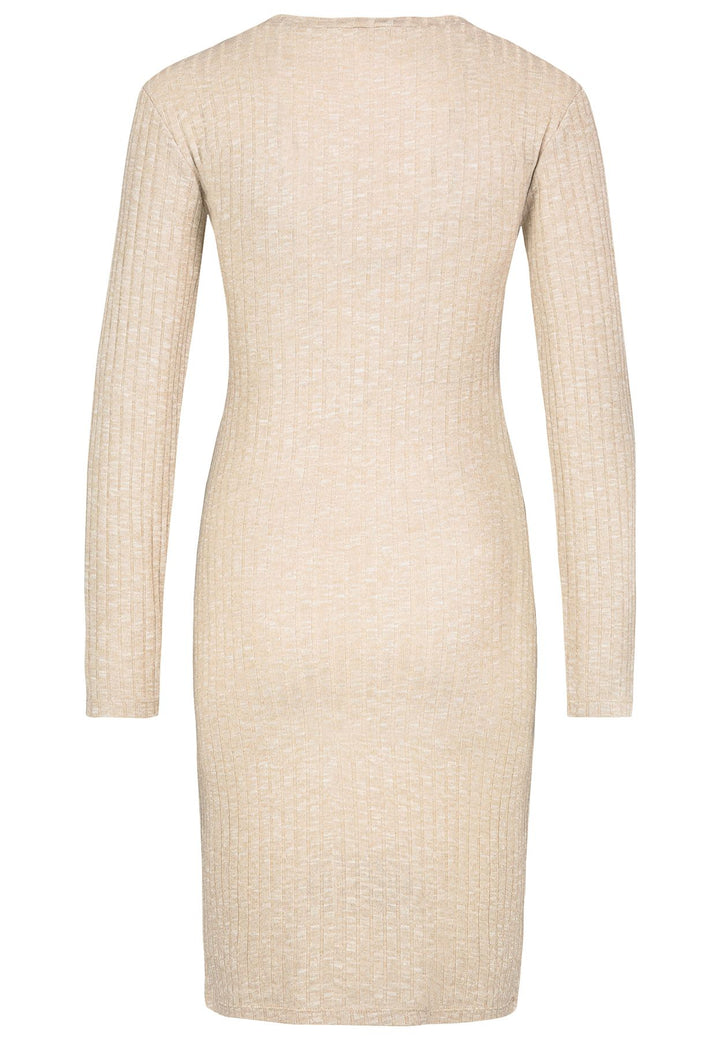 Damen Rippenkleid mit seitlicher Knopfleiste