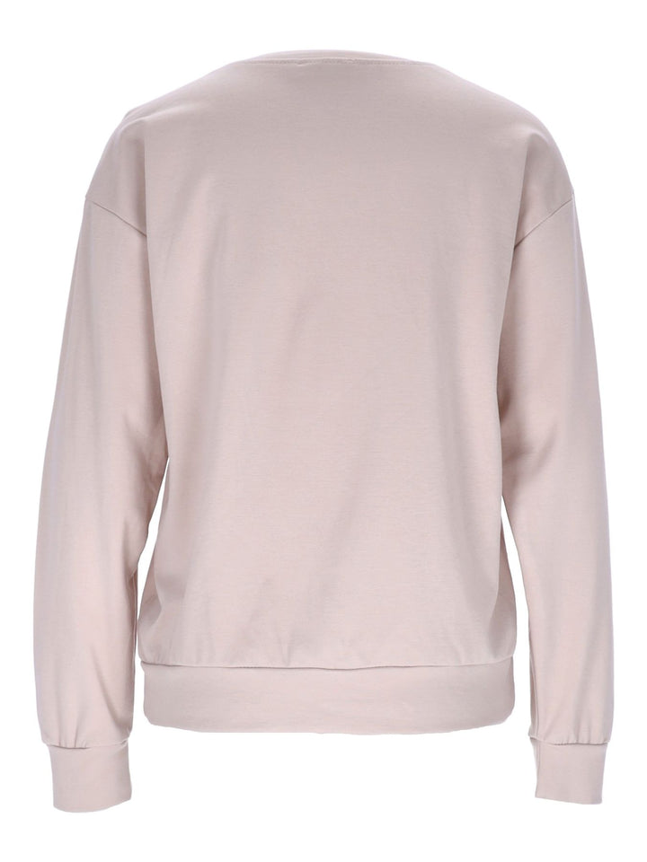 Damen Sweatshirt mit Blumenstickerei – Beige