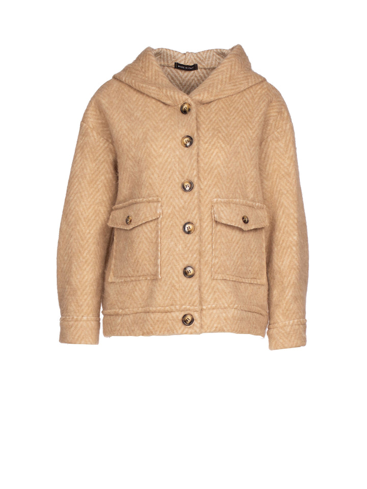 Jacke mit Kapuze, Wolloptik